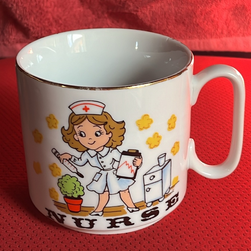 Vintage Nurse Mug Coffee Mug, Tea Mug Thermometer, White Uniform, Nursing Cap